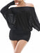 2000s Off Shoulder Ruched Batwing Mini Dress - vintage dress, retro fashion