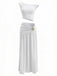 2PCS 1930s Off-Shoulder Top & Slit Ruched Maxi Skirt - vintage skirt, retro style