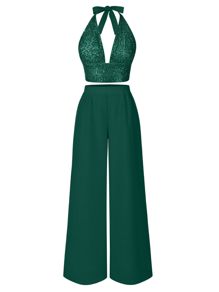 2PCS 1930s Sequined Halter Crop | 1930s | vintage blouse, retro top