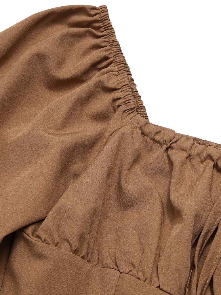 2PCS 1930s Square Neck Trumpet Sleeve Top & Pleated Skirt, vintage skirt, retro style - perfect for women who love vintage and retro fashion