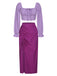 2PCS 1930s Square Neck Trumpet Sleeve Top & Pleated Skirt, vintage skirt, retro style - perfect for women who love vintage and retro fashion