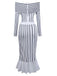 2PCS 1930s Striped Off-Shoulder Top & Fishtail Skirt - vintage skirt, retro style