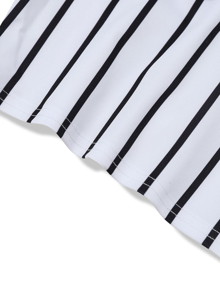 2PCS 1930s Striped Off-Shoulder Top & Fishtail Skirt - vintage skirt, retro style