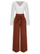 2PCS 1930s V-Neck Top & Wide Leg Lounge Pants, vintage top, retro blouse - perfect for women who love vintage and retro fashion