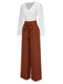 2PCS 1930s V-Neck Top & Wide Leg Lounge Pants, vintage top, retro blouse - perfect for women who love vintage and retro fashion