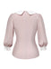 2PCS 1940s Colorblock Pink Blouse & Gray Dress - vintage dress, retro fashion for women