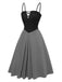 2PCS 1940s Colorblock Pink Blouse & Gray Dress - vintage dress, retro fashion for women