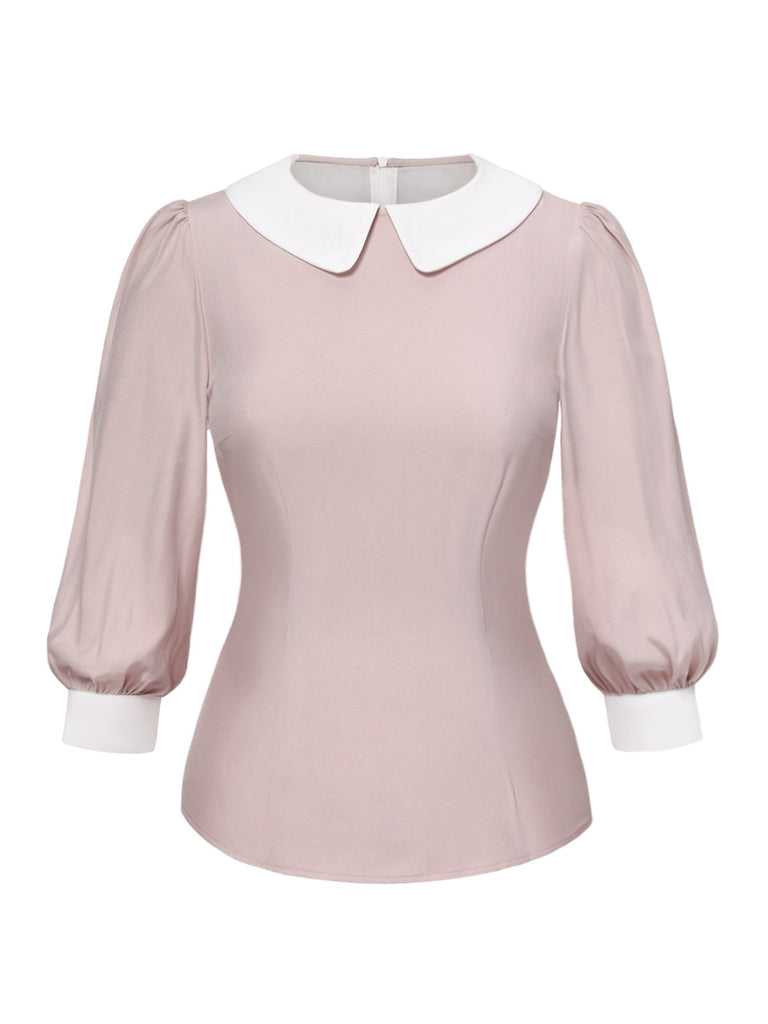 2PCS 1940s Colorblock Pink Blouse & Gray Dress - vintage dress, retro fashion for women