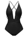 2PCS 1940s Deep-V One-Piece Swimsuit & Lace Cover-Up, vintage swimsuit, pin-up swimwear - perfect for women who love vintage and retro fashion