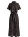 2PCS 1940s Lace Hollow Out Shirt & Wide-Leg Pants, vintage fashion, retro style - vintage inspired fashion