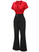 2PCS 1940s Red Tie-Up Blouse & Black Pants, vintage top, retro blouse - perfect for women who love vintage and retro fashion