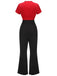 2PCS 1940s Red Tie-Up Blouse & Black Pants, vintage top, retro blouse - perfect for women who love vintage and retro fashion