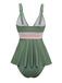 2PCS 1940s Solid Boho Ruffled Skirt Swimsuit - vintage skirt, retro style