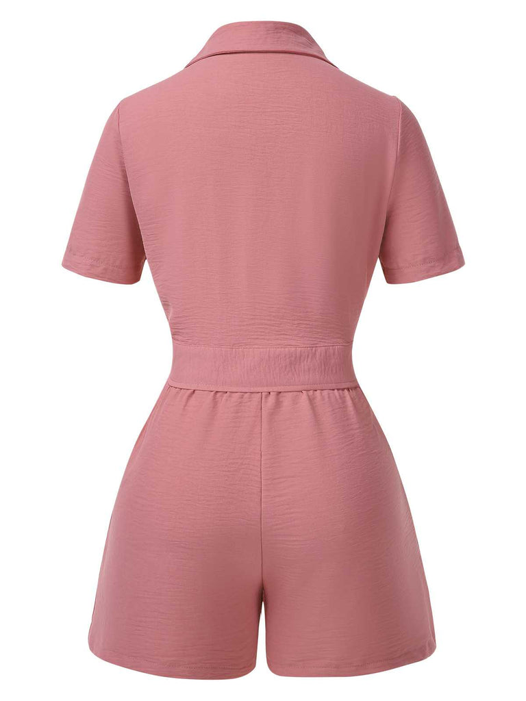 2PCS 1940s Solid Lace-Up Top & High-Waist Shorts - vintage fashion, retro style