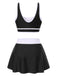 2PCS 1940s Square Neck Side Slit Colorblock Skirt Swimsuit, vintage skirt, retro style - perfect for women who love vintage and retro fashion