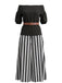 1940s Floral Striped Two Piece Set