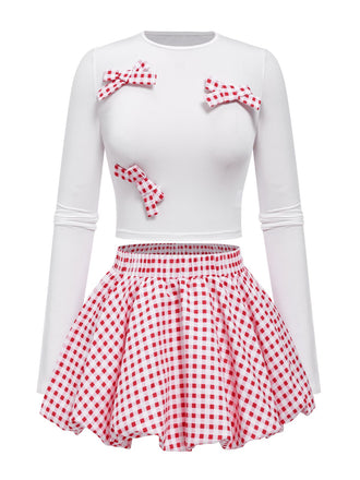 2PCS 1950s Bow Solid Top | 1950s | vintage skirt, retro style