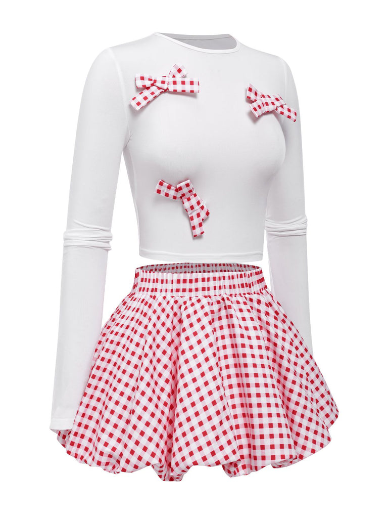 2PCS 1950s Bow Solid Top | 1950s | vintage skirt, retro style
