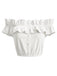 2PCS 1950s Button Off-Shoulder Ruffle Crop Top & Shorts, vintage top, retro blouse, rockabilly, pin-up fashion - vintage inspired fashion