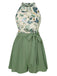 2PCS 1950s Floral Print Halter Top & Belted Shorts, vintage top, retro blouse - perfect for women who love vintage and retro fashion
