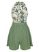 2PCS 1950s Floral Print Halter Top & Belted Shorts, vintage top, retro blouse - perfect for women who love vintage and retro fashion