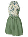 2PCS 1950s Floral Print Halter Top & Belted Shorts, vintage top, retro blouse - perfect for women who love vintage and retro fashion