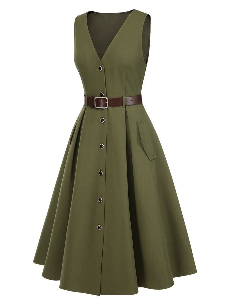 2PCS 1950s Lantern Sleeve Blouse & Pockets Vest Dress, vintage dress, retro fashion, rockabilly, pin-up fashion - perfect for women who love vintage and retro fashion