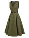 2PCS 1950s Lantern Sleeve Blouse & Pockets Vest Dress, vintage dress, retro fashion, rockabilly, pin-up fashion - perfect for women who love vintage and retro fashion