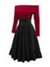 2PCS 1950s Off-Shoulder Knitted Sweater & Bow Skirt - vintage skirt, retro style