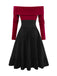 2PCS 1950s Off-Shoulder Knitted Sweater & Bow Skirt - vintage skirt, retro style