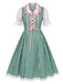 2PCS 1950s Oktoberfest White Top & Green Plaid Dress & Pink Apron, vintage dress, retro fashion, rockabilly, pin-up fashion - perfect for women who love vintage and retro fashion