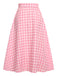 2PCS 1950s Pink Plaid Skirt & Romper With Belt - vintage skirt, retro style