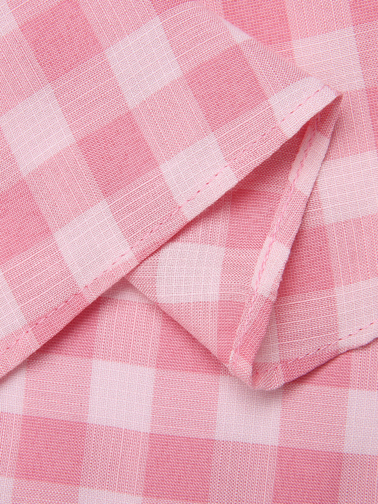 2PCS 1950s Pink Plaid Skirt & Romper With Belt - vintage skirt, retro style