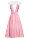 2PCS 1950s Pink Plaid Skirt & Romper With Belt - vintage skirt, retro style