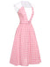 2PCS 1950s Pink Plaid Skirt & Romper With Belt - vintage skirt, retro style