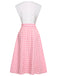 2PCS 1950s Pink Plaid Skirt & Romper With Belt - vintage skirt, retro style