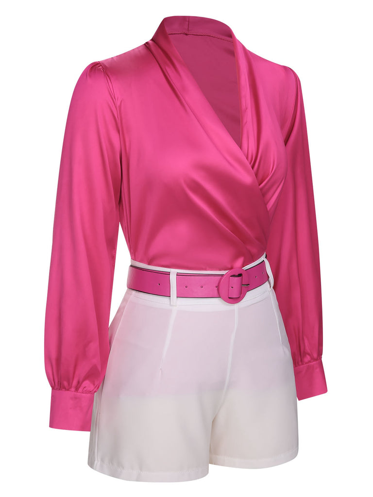 2PCS 1950s Puff Sleeves Top & Short, vintage top, retro blouse - perfect for women who love vintage and retro fashion