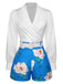 2PCS 1950s Puff Sleeves Top & Short, vintage top, retro blouse - perfect for women who love vintage and retro fashion