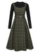 She slips into this 2PCS 1950s Solid Top & Plaids Belted Pinafore Dress and suddenly it's a 1950s daydream