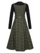 2PCS 1950s Solid Top & Plaids Belted Pinafore Dress: where 1950s romance meets her modern spirit