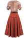2PCS 1950s Striped Blouse & Pleated Skirt — vintage elegance for the modern woman