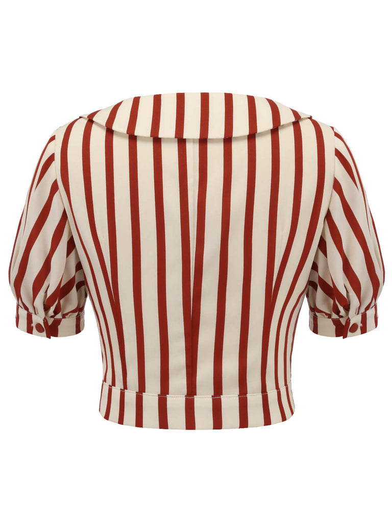 2PCS 1950s Striped Blouse & Pleated Skirt: timeless style reimagined