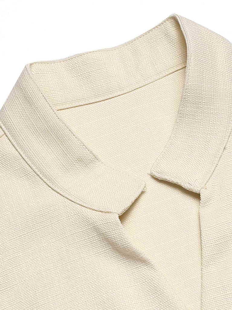 2PCS 1960s Beige Buttoned Vest Top & Pocket Wide Leg Pants, vintage top, retro blouse - perfect for women who love vintage and retro fashion