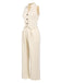2PCS 1960s Beige Buttoned Vest Top & Pocket Wide Leg Pants, vintage top, retro blouse - perfect for women who love vintage and retro fashion