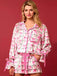 2PCS 1960s Christmas Long Sleeve Button Pajama Set - vintage fashion, retro style