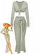 2PCS 1960s Crochet Long Sleeve Beach Cover-Up Set - vintage fashion, retro style