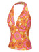 She pairs this 2PCS 1960s Floral Halter Top & Pleated Skirt with confidence and 1960s charm