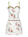 2PCS 1960s Floral Strap Slit Vest & Lace Skirt: 1960s grace for the woman who dances through life