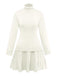 2PCS 1960s Knit Turtleneck Sweater & Pleated Skirt - vintage skirt, retro style