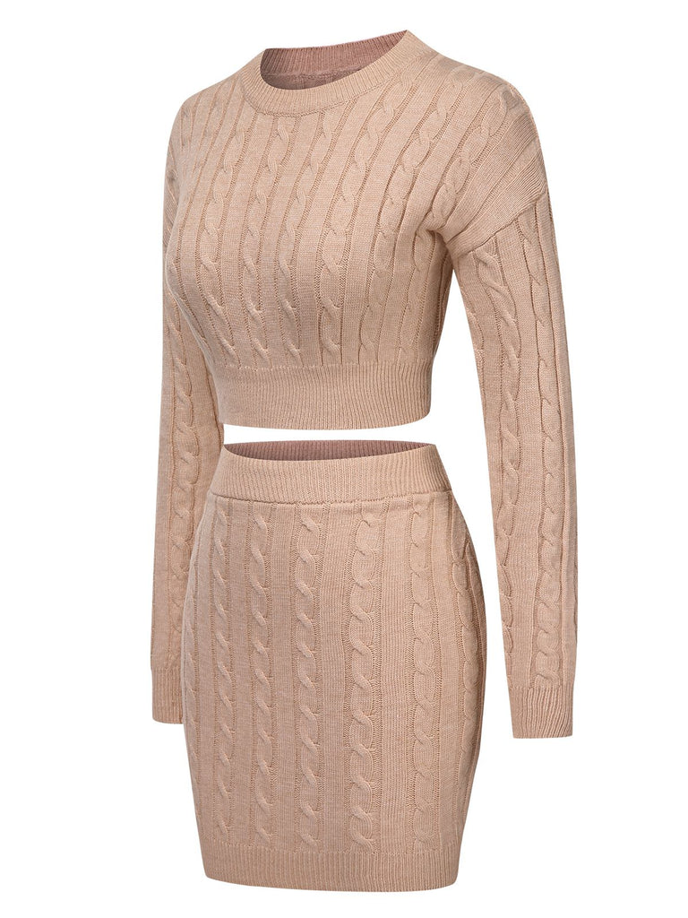 2PCS 1960s Knitted Cropped Sweater & Skirt — because 1960s glamour deserves an encore